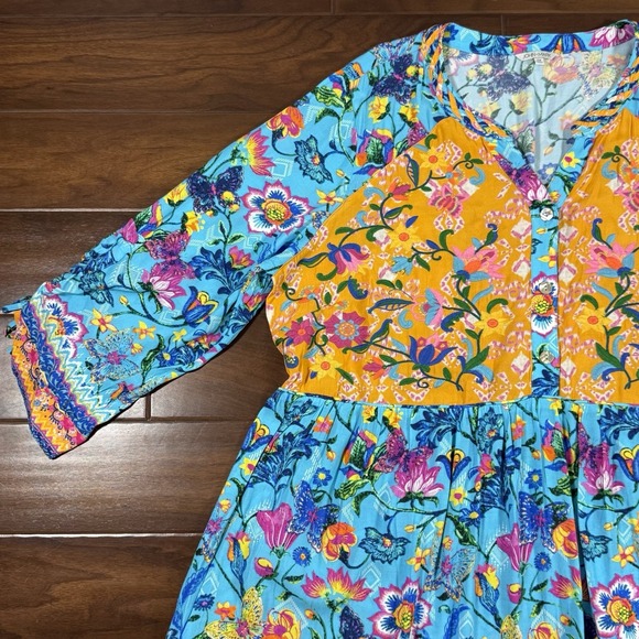 John Mark Women's Plus Size 3X Floral Print Embroidered Dress - Picture 2 of 10